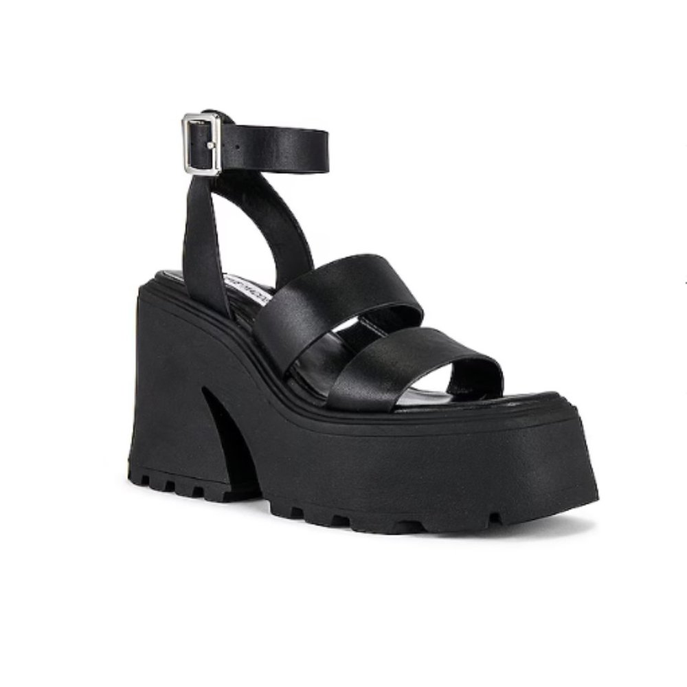 Steve Madden Abbot Platform Sandal, Black, Women's Size 6